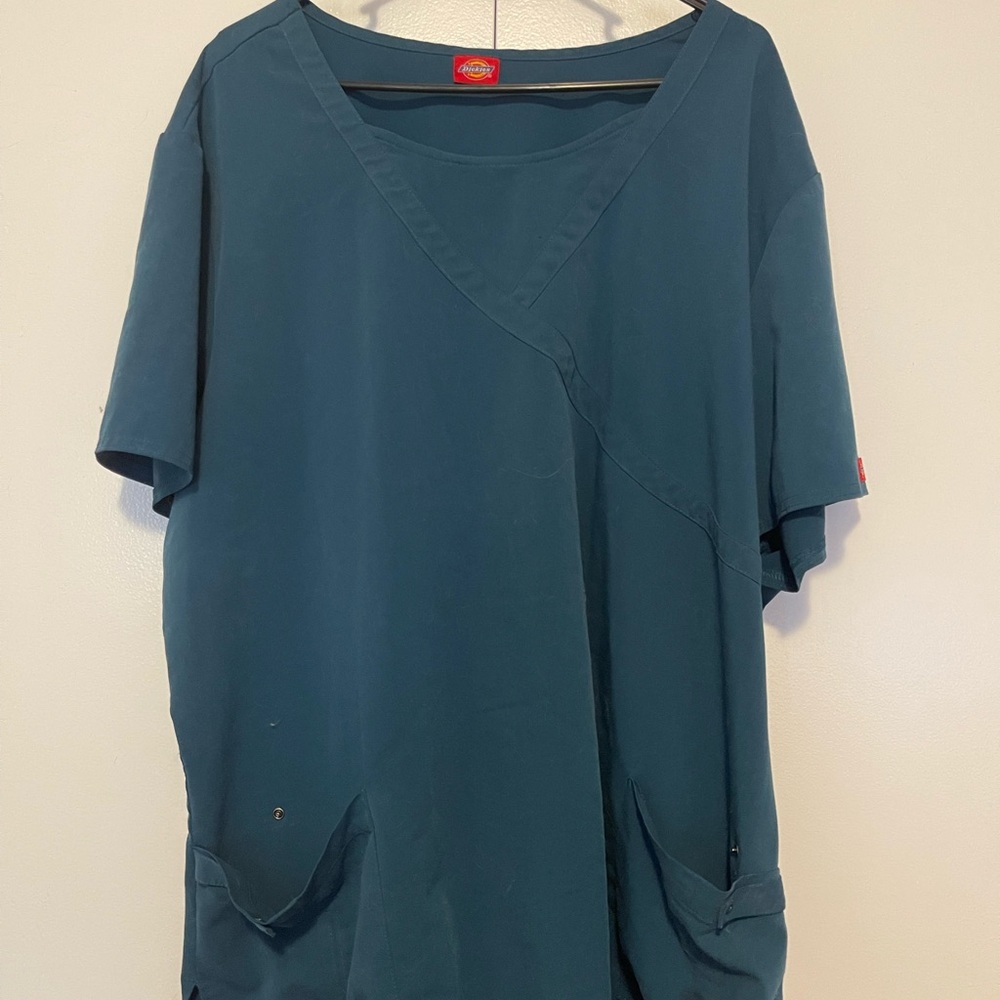 Teal V-Neck Scrubs Women's Top